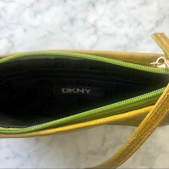 DKNY Faux Croc Pochette Purse with Strap - Picture 2 of 3